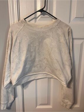 lululemon athletica Marble-Print Cream Cropped Sweatshirt